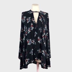 Free People Floral Oversized Tunic Blouse